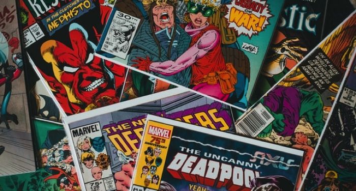 comics issues scattered about