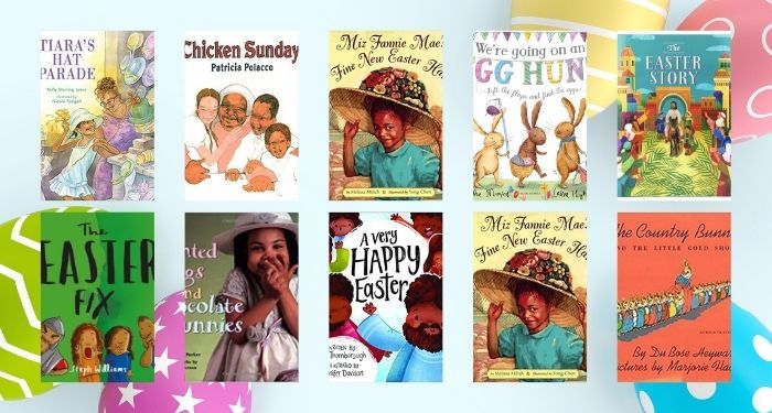 kids' easter books collage