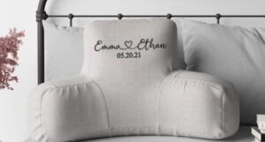 reading pillow with names embroidered