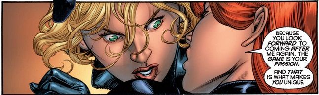 From Black Widow #3. Natasha Romanov tells Yelena Belova that her passion for the game of spycraft makes her unique.