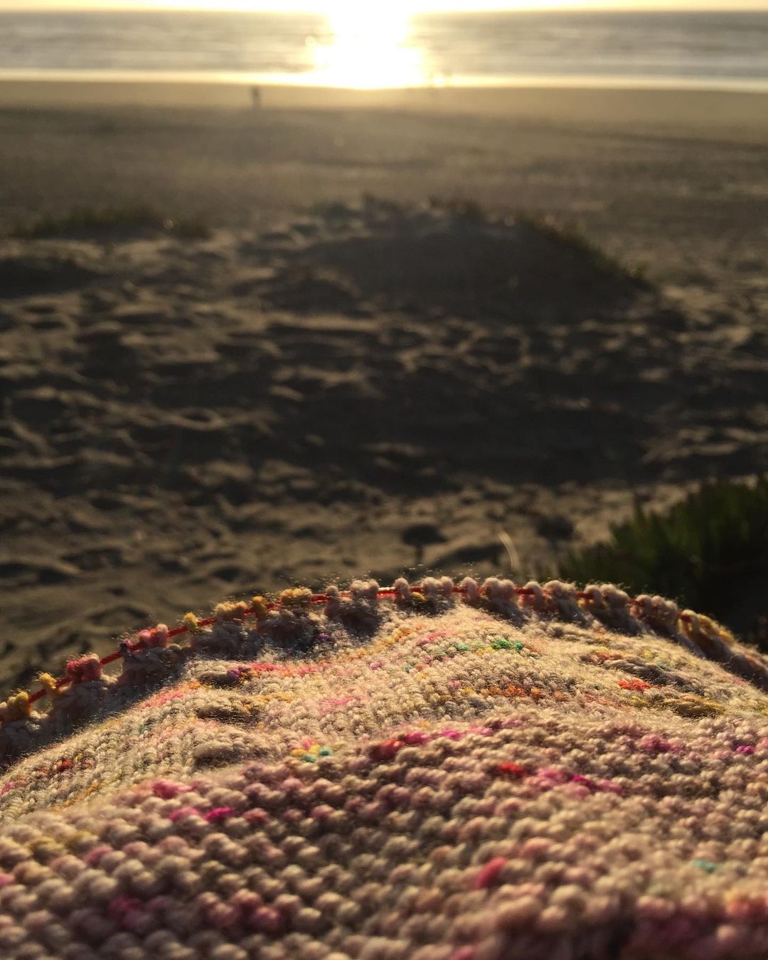 knitting at the beach
