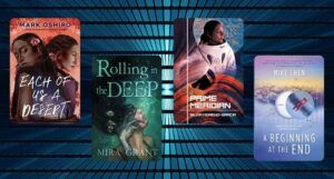 collage of four covers of science fiction an fantasy ebooks on sale