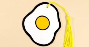 image of a fried egg bookmark