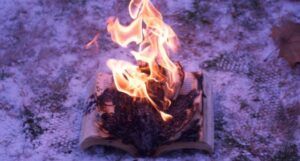 image of a book on fire