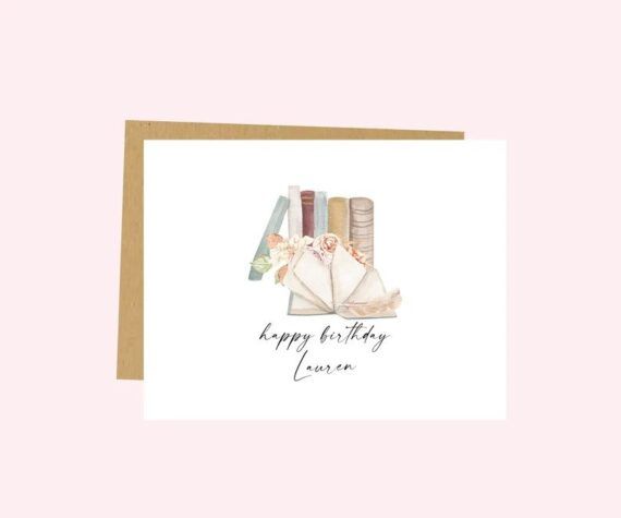 Personalized happy birthday card with books