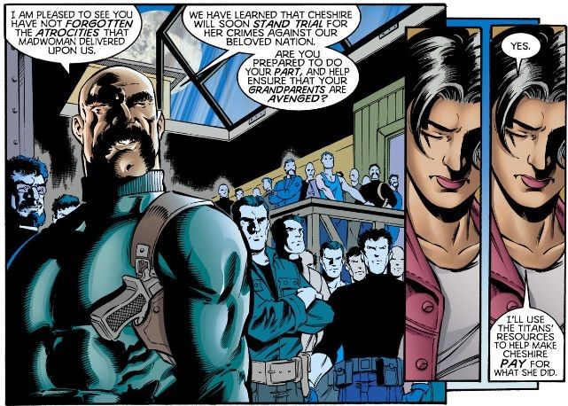 From Titans Secret Files #2. A Quraci man asks if Chanda is ready to avenger grandparents' deaths. She sadly agrees to exploit the Titans' resources to do so.