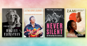 a collage of the covers of Memoirs by LGBTQ Elders listed