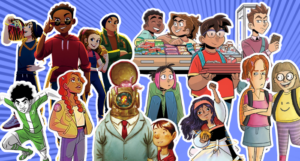 a collage of middle grade graphic novel characters