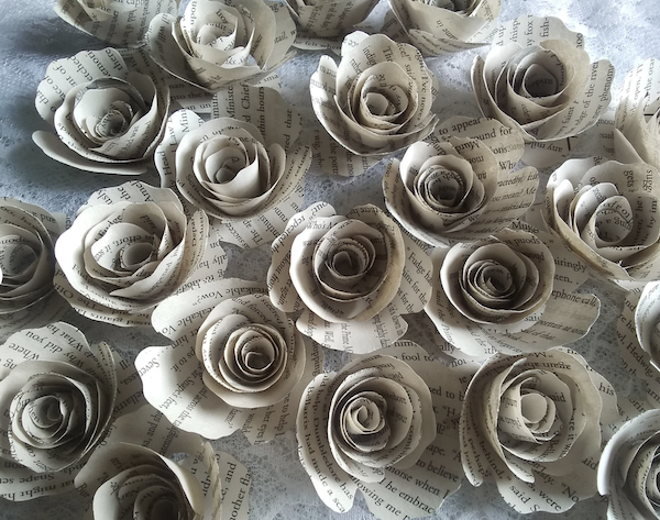 roses made from book pages
