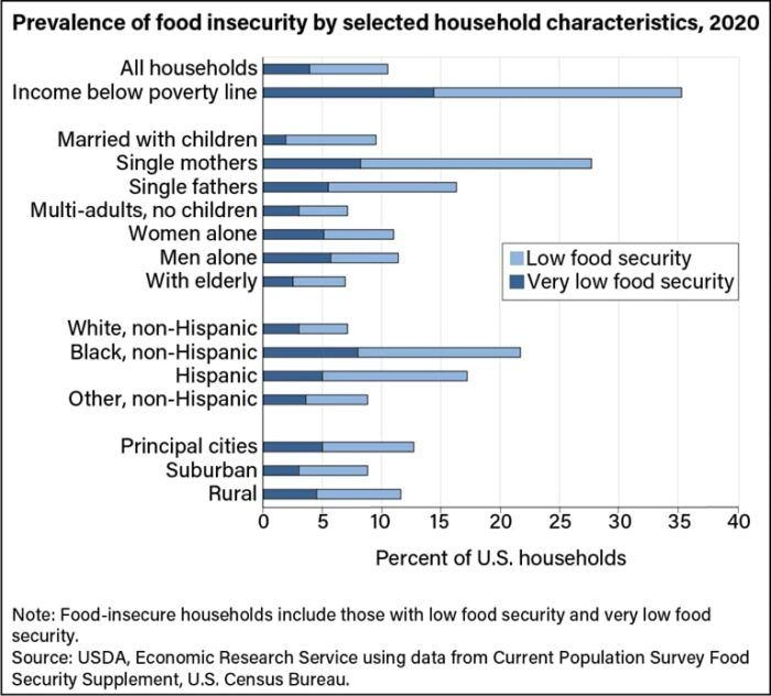 Chart from the USDA detailing food insecurity statistics. 