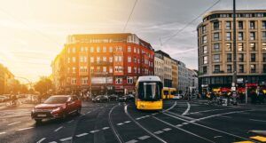 a photo of an intersection in Berlin