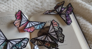 a photo of origami butterfly bookmarks