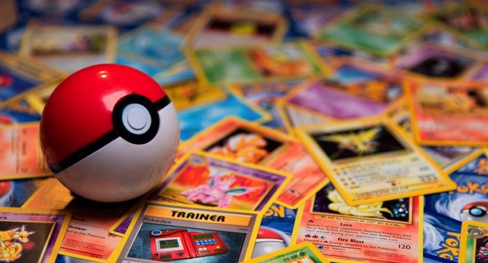 Pokémon ball and trading cards