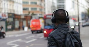 Black man with headphones