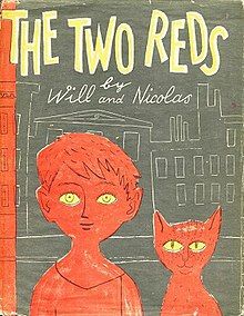 the cover of The Two Reds, showing an illustration of a red boy and cat