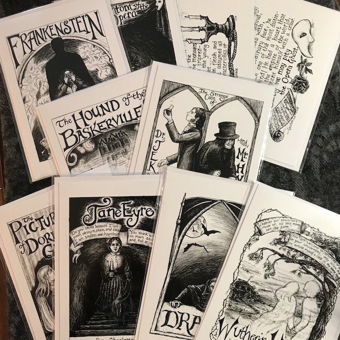 array of Gothic novel notecards