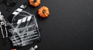 film clapboard with spider webs