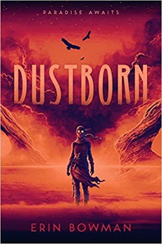 the cover of Dustborn; a bundled up figure stands among a red sandstorm