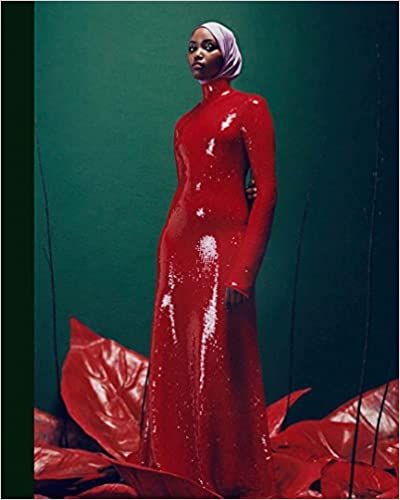 cover of Feeling Seen: The Photographs of Campbell Addy; photo of a Black woman in a bright red latex dress and white headscarf