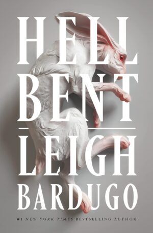 cover of Hell Bent by Leigh Bardugo; photo of wet white rabbit with red eyes