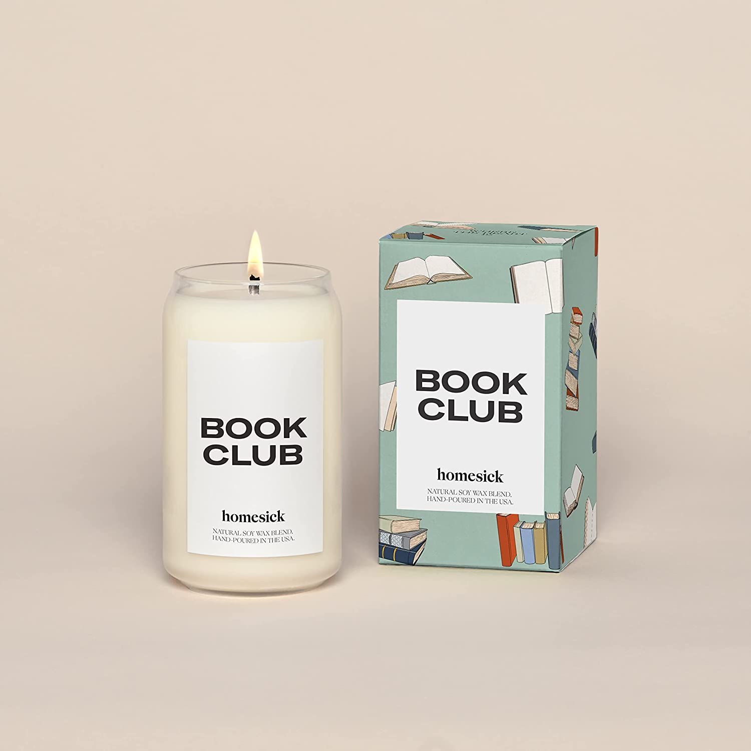 Image of the book club candle from homesick. 