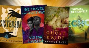 collage of four covers of science fiction and fantasy ebooks on sale