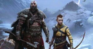 god of war ragnarok cover with two main characters