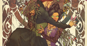a cropped cover of Insexts Vol 1 showing two women embracing, one with glowing green eyes and a sinister grin