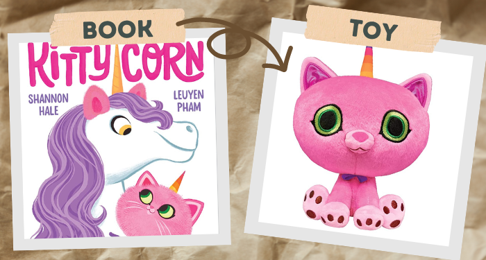 a graphic of Pretty Perfect Kitty-Corn and a Kittycorn toy