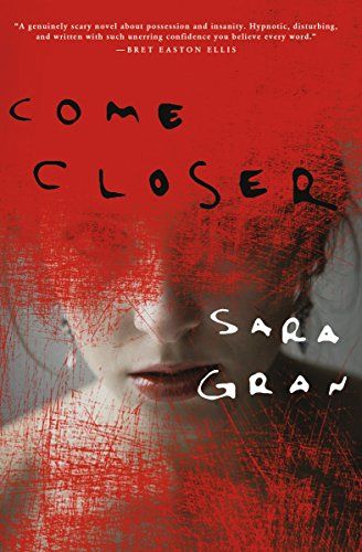 cover of Come Closer by Sara Gran; photo of bottom half of a woman's face with top half obscured by red smoke