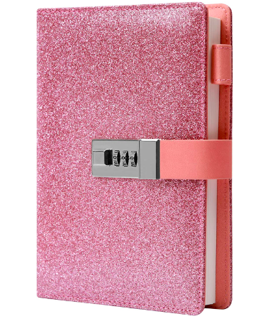 Pink sparkly journal with a passcode lock