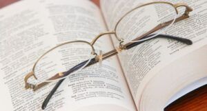 image of glasses on thesaurus