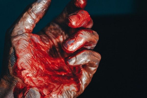 a bloody hand