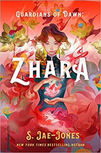 cover of Guardians of Dawn: Zhara S. Jae-Jones; illustration of young Asian woman in a cheong-sam, surrounded by flowers, butterflies, and colorful smoke
