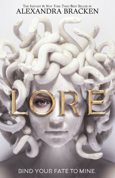 cover of Lore by Alexandra Bracken; image of white Medusa statue