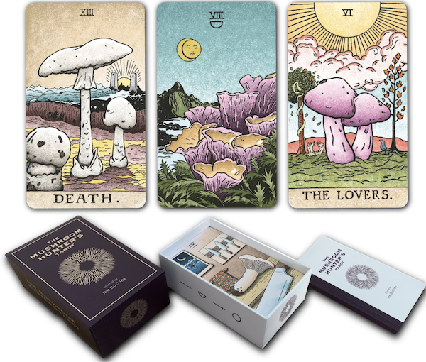 a deck of tarot cards using graphic illustrations of mushrooms