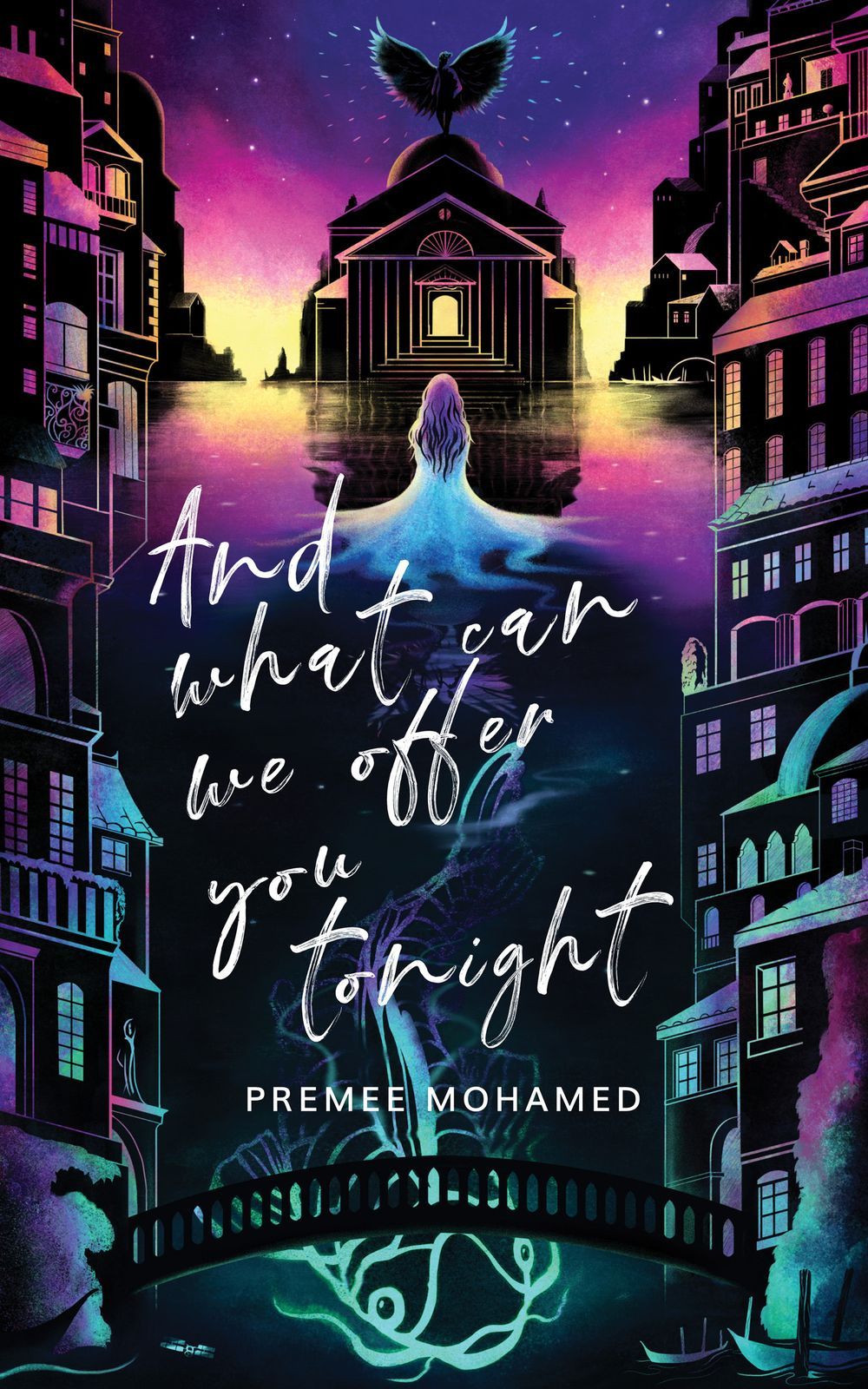 Cover of And What Can We Offer You Tonight by Premee Mohamed, a Nebula Award Winner