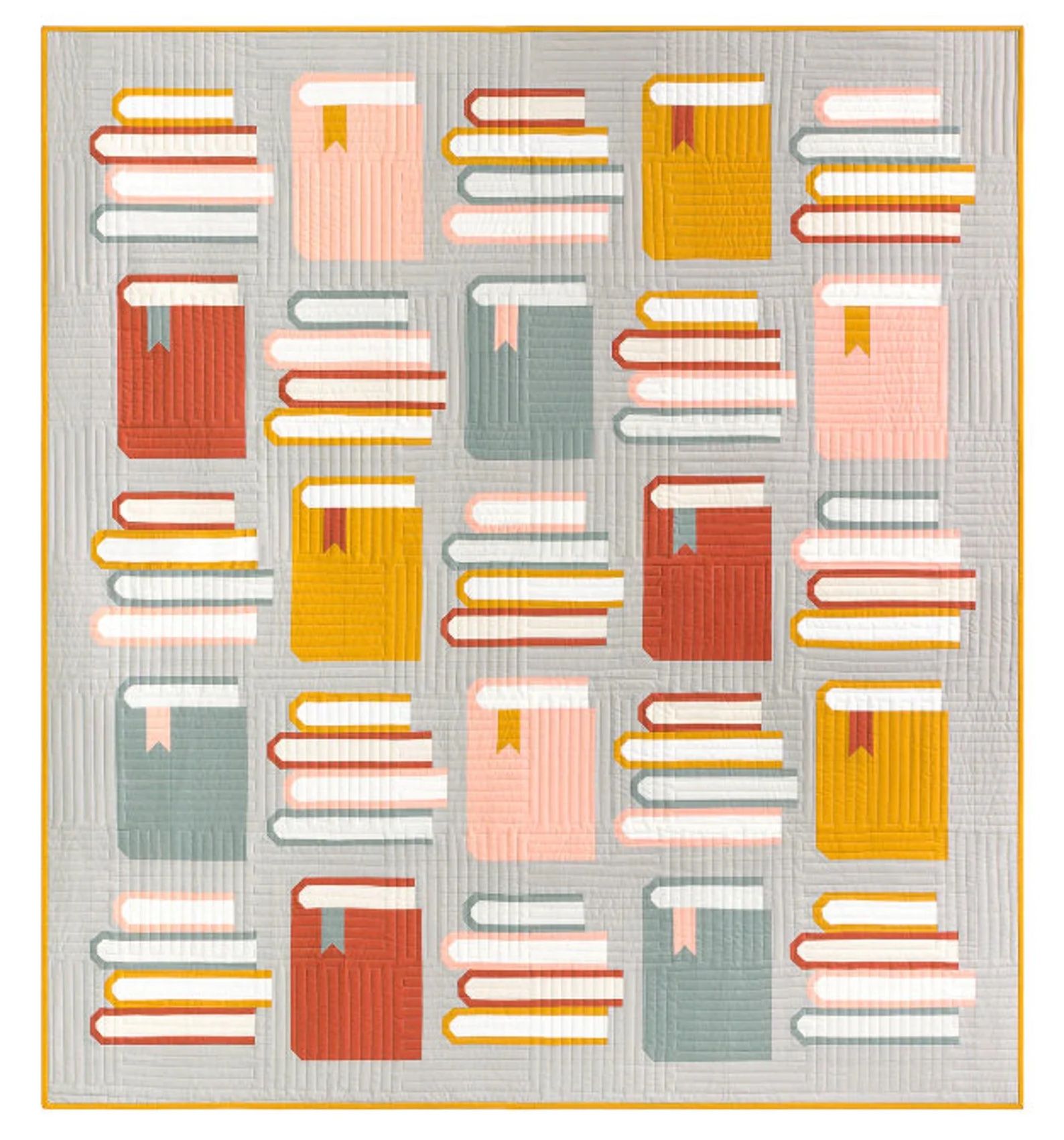 quilt made to look like alternating stacks of books and book covers