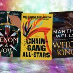 collage of covers of eight science fiction and fantasy books out in may 2023