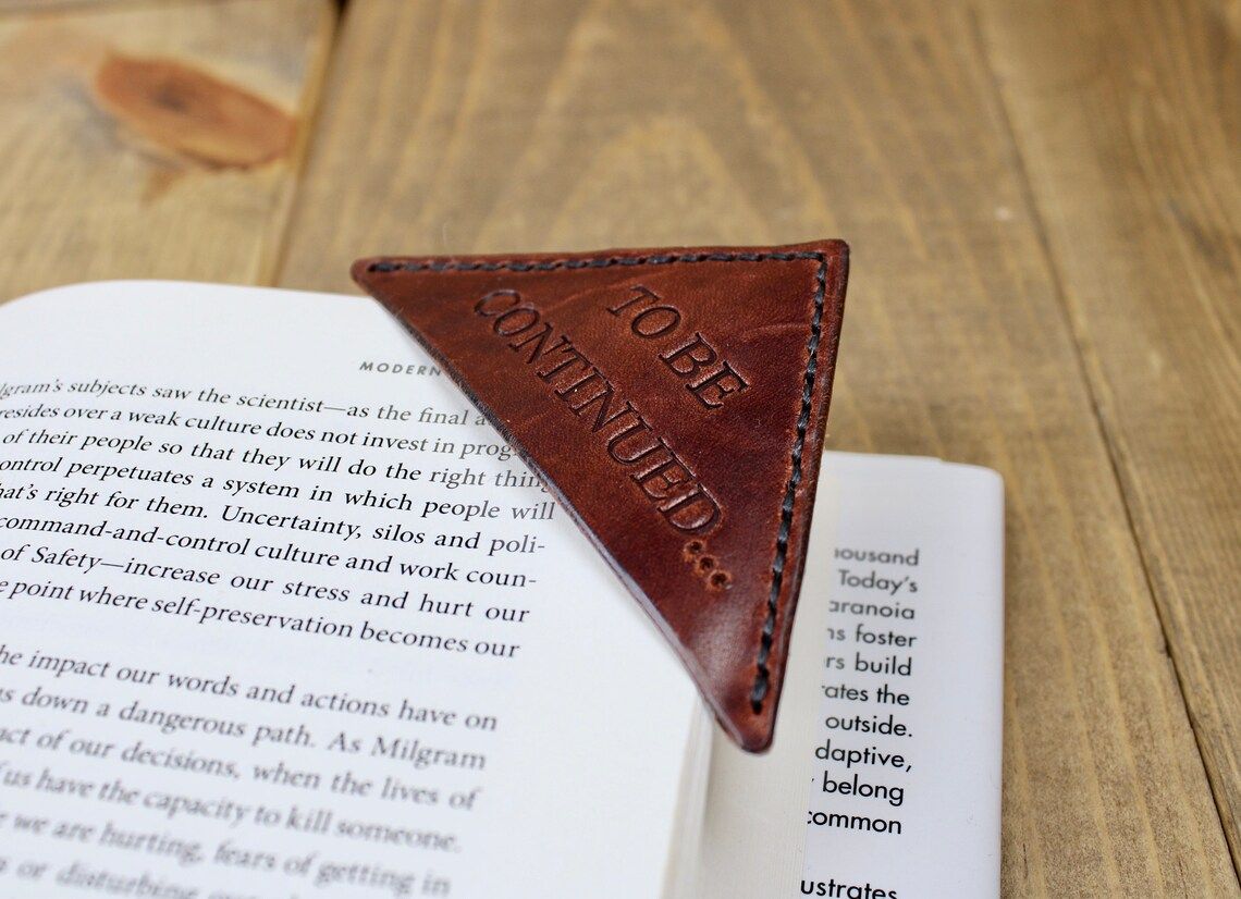 brown leather corner bookmark