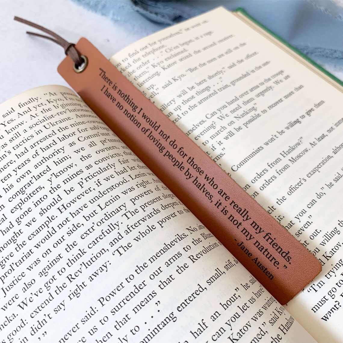 quote leather bookmark
