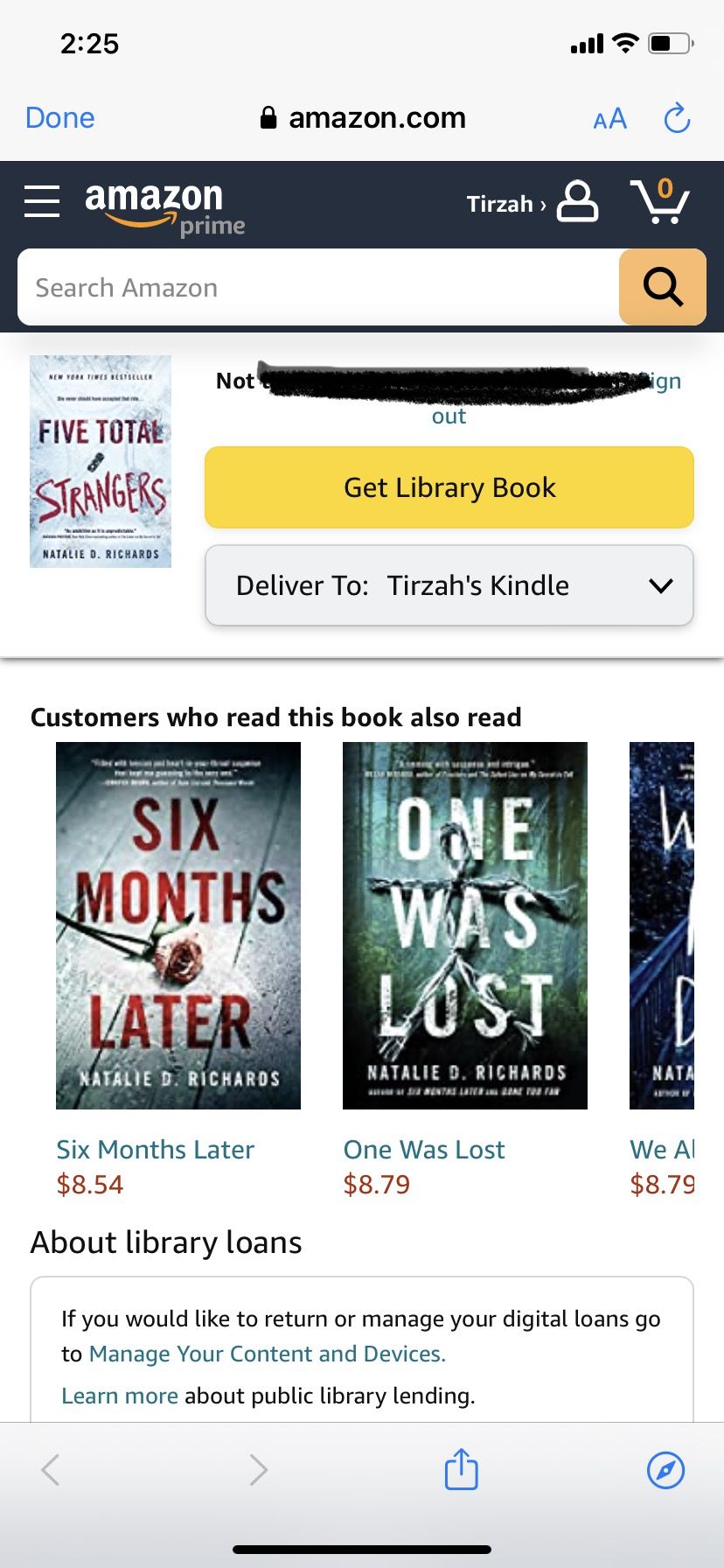 screenshot of the Read now with Kindle page on Amazon