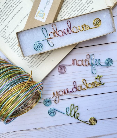 colorful wire bookmarks personalized to spell a name or word