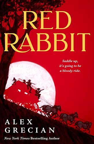 cover of Red Rabbit by Alex Grecian; illustration of a horse-pulled wagon against a giant full moon