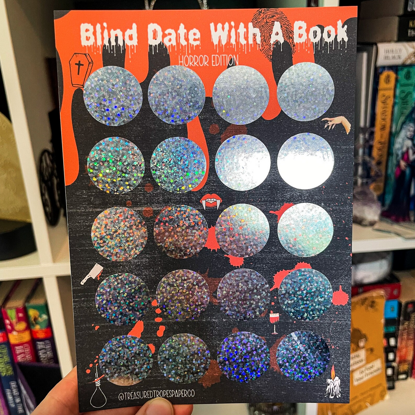 Blind date with a book horror themed scratch off poster