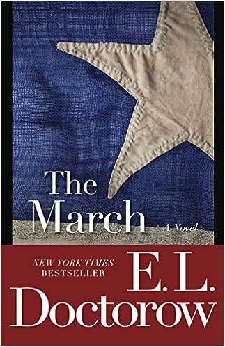 cover of The March by E.L. Doctorow; photo close-up of one white star on the US flag