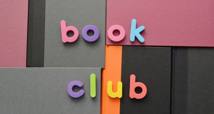 Image of the words book and club on some book spines