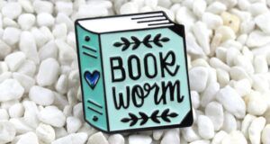 bookworm enamel pin
