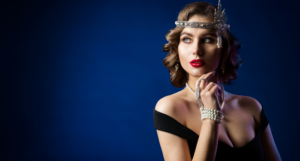 a photo of a woman wearing flapper style jewelry