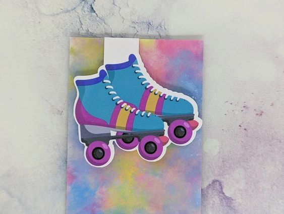 image of blue roller skate pair magnetic bookmark
